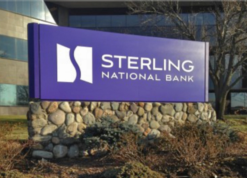 Sterling National Bank sign.