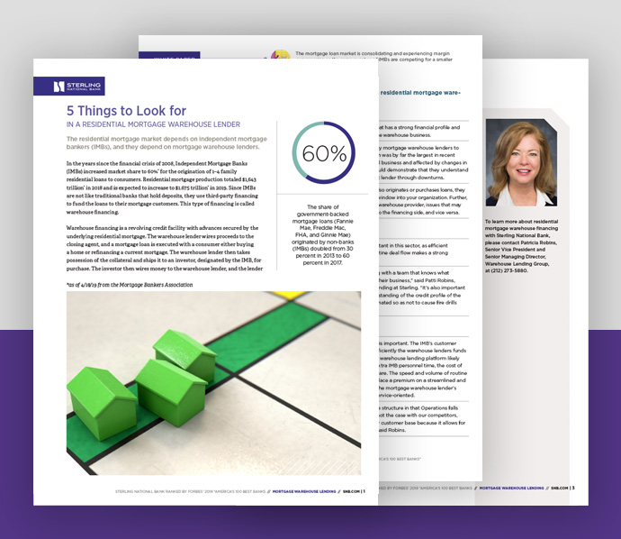 Residential Mortgage Warehouse Lender Sterling National Bank