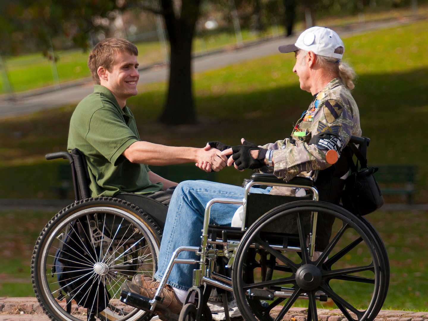 disabled veterans meeting up in a park